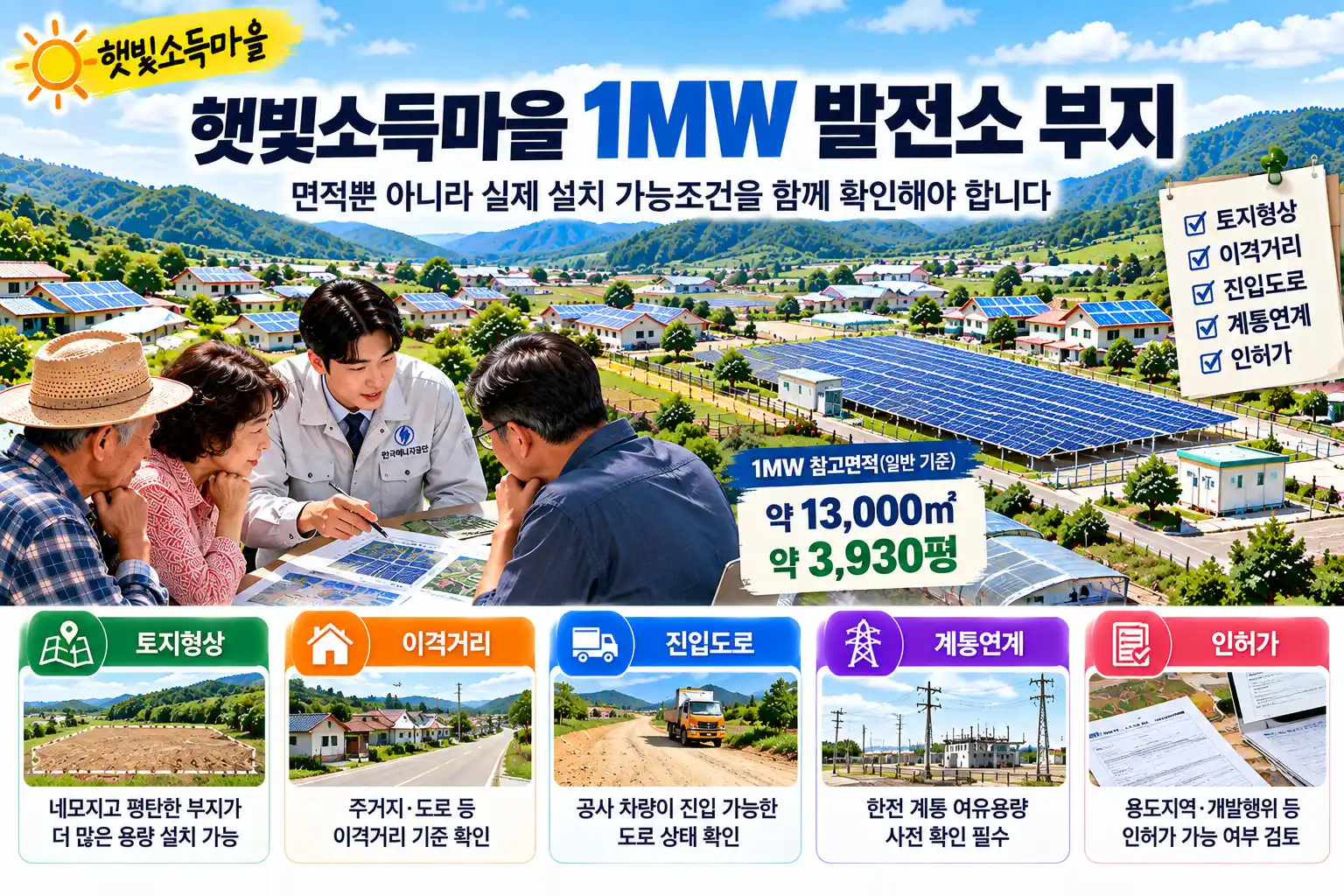 햇빛소득마을 1MW 발전소 부지는 얼마나 필요할까? 실제 부지 검토 방법 1 햇빛소득마을 1MW 발전소 부지는 얼마나 필요할까? 실제 부지 검토 방법