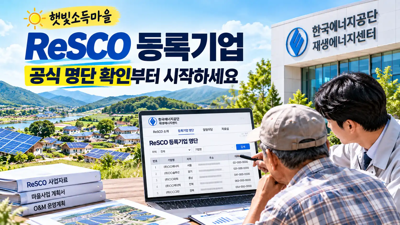 햇빛소득마을 ReSCO 등록기업 어디서 확인할까? 공식 업체 명단 보는 방법 1 햇빛소득마을 ReSCO 등록기업 어디서 확인할까? 공식 업체 명단 보는 방법