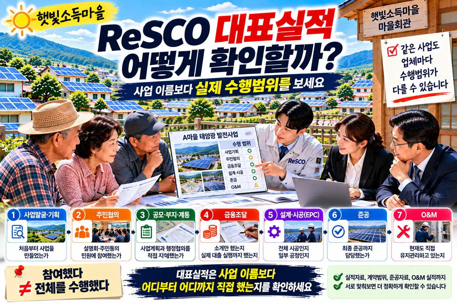 햇빛소득마을 ReSCO 기업 대표실적만 믿어도 될까? 실제 수행범위 확인하는 방법 1 햇빛소득마을 ReSCO 기업 대표실적만 믿어도 될까? 실제 수행범위 확인하는 방법