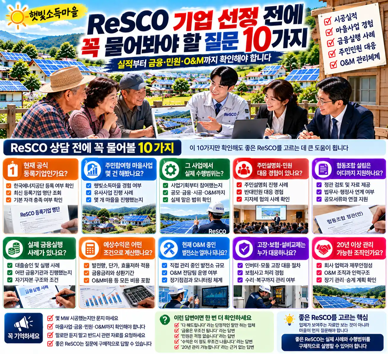 햇빛소득마을 ReSCO 기업 선정 전에 꼭 물어봐야 할 질문 10가지 2 질문 10가지