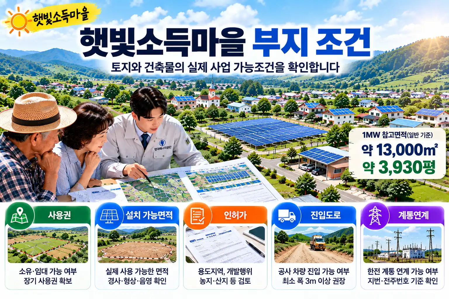 햇빛소득마을 부지 조건 무엇을 확인해야 할까? 토지·건축물·인허가 체크리스트 1 햇빛소득마을 부지 조건 무엇을 확인해야 할까? 토지·건축물·인허가 체크리스트