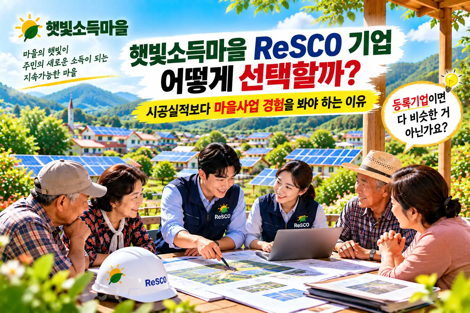 햇빛소득마을 ReSCO 기업 어떻게 선택할까? 시공실적보다 마을사업 경험을 봐야 하는 이유 1 햇빛소득마을 ReSCO 기업 어떻게 선택할까? 시공실적보다 마을사업 경험을 봐야 하는 이유