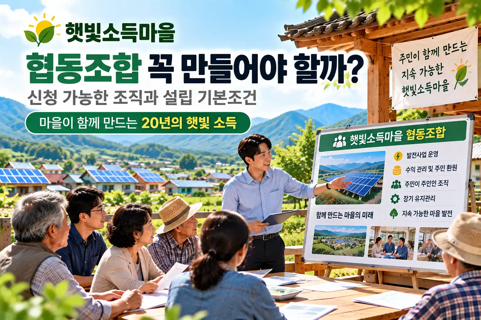 햇빛소득마을 협동조합 꼭 만들어야 할까? 신청 가능한 조직과 설립 기본조건 1 햇빛소득마을 협동조합 꼭 만들어야 할까? 신청 가능한 조직과 설립 기본조건
